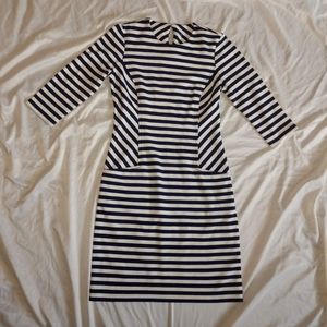 Small Navy Blue and Cream Striped Dress